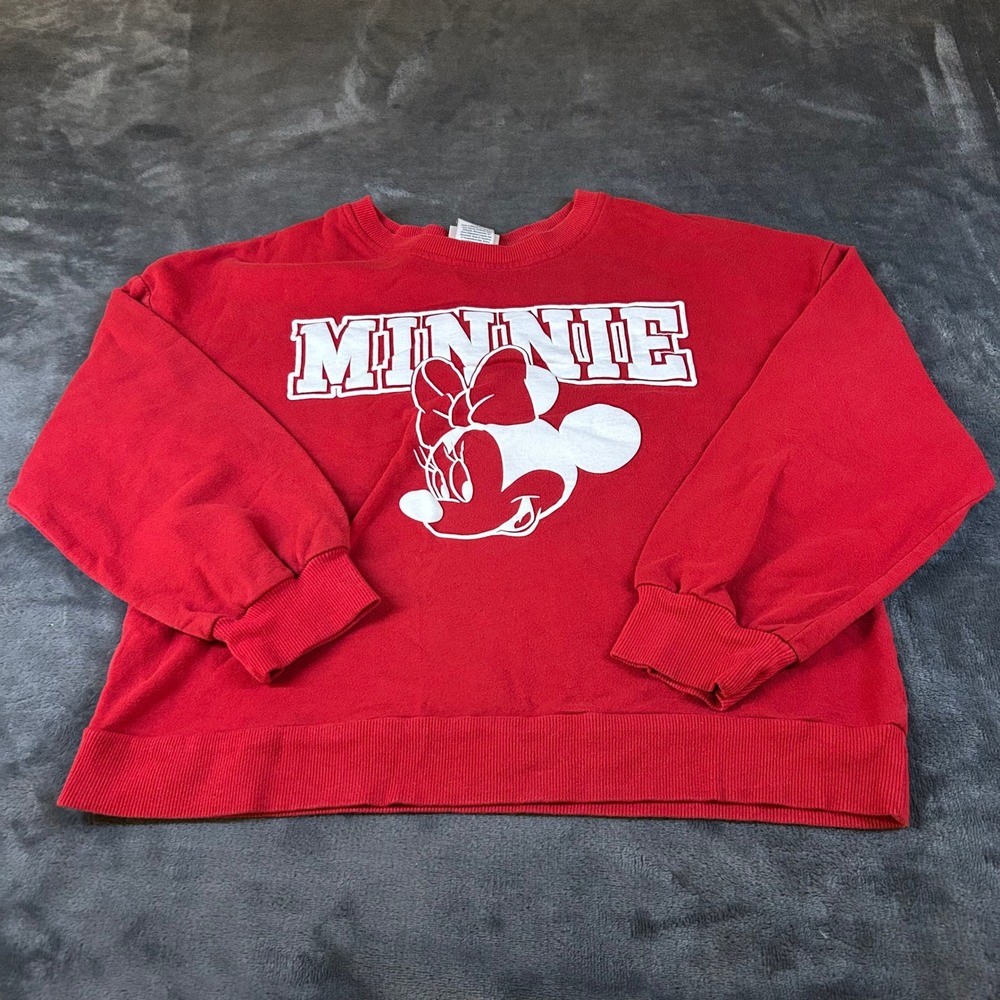 Disney‎ Minnie Mouse Kids Red Crewneck Sweatshirt Size Large (10-12) Girls